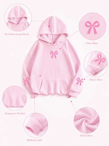 QIXYN Girls hoodies Bow Graphic Long Sleeve Hooded Sweatshirt Pullover Tops - image 6