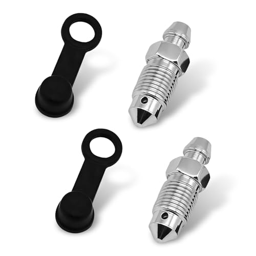 Ypoyney 2 PCS Car Brake Bleeder Screw 3/8-24 1-3/16 Sturdy Brake Bleeder Valve Screw with Grease Fitting Caps Speed Bleeders Replacement for Car Motorcycle Bike