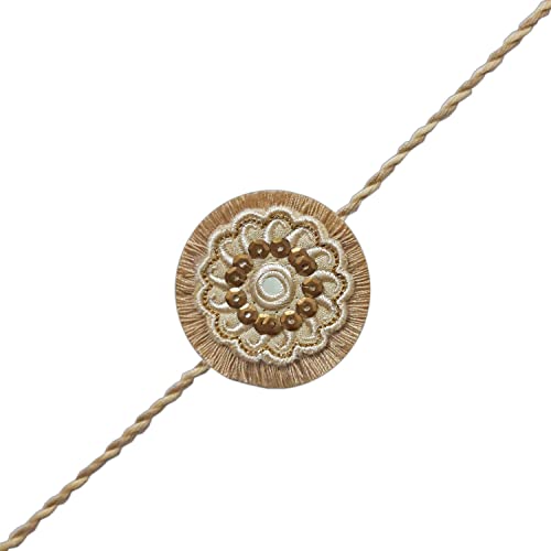 Image of MASQ by Q-One Designer Rakhi Combo Set with Roli Chawal & Moli for Men (Pack of 3) | Embroidered Handcrafted Raksha Bandhan Bracelet for Brother