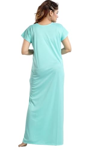 Image of Onekbhalo Women's- Full Sleeves-Feeding- Nursing- Maternity Nighty /Maxi /Gown /Nightdress /Nightwear- Hosiery Cotton Fabric- Floral Print- Embroidery with Zip