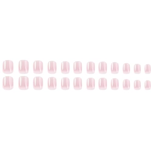 Square Gradient Acrylic Nails - Pink Gradient Press on Nails Short, Glue On Nails for Daily Wear Gift, Reusable Stick On Nails Artificial Nails for Women and Girls 24PCS French - Image 6