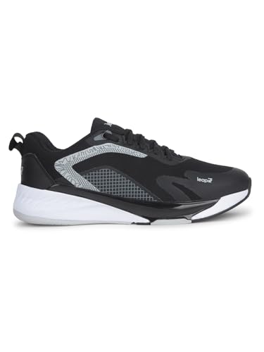 Image of Liberty Leap7x EVELSTER-E Men Sports Running Shoes - Black & White | Comfortable and Durable Lace-Up Closure - Suitable for Lacing Walking, Gym, Jogging and Outdoor Shoes for Man - Cushioned Footbed