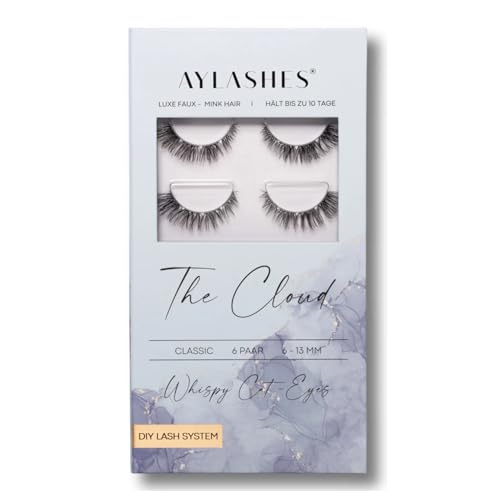 AYLASHES - DIY Wimpernextensions Maxi Box THE CLOUD | 6 Paar Wimpern | bis zu 7 Tage Halt | Wimpern DIY Set für zu Hause | künstliche Wimpern | Klebewimpern | lash extension set