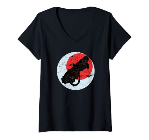 Mujer Motocicleta Speedway Racing | Estilo desgastado Camiseta Cuello V