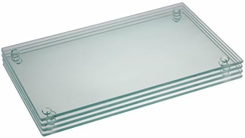 clever chef Glass Cutting Board Set | 4 Non Slip Cutting Boards are Shatter-Resistant, Durable, Stain Resistant, Dishwasher Safe | Bundle 4 Pack Contains 4 Rectangle Cutting Boards | 9.75" x 6"
