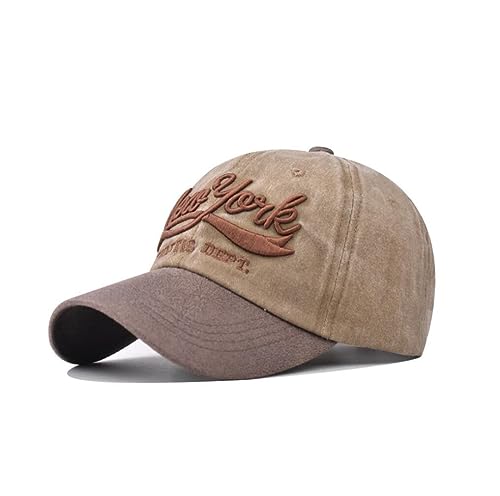 XibeiTrade Vintage New York NY Baseball Cap Men Women Cotton Trucker Dad Hat Adjustable Sports Outdoor Caps (Khaki)