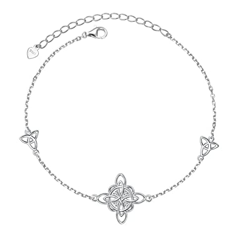 FLYOW 925 Sterling Silver Good Luck Irish Jewelry Celtic Triquetra Trinity Knot Bracelet for Women Birthday Graduation Valentine's Day Gifts Cover