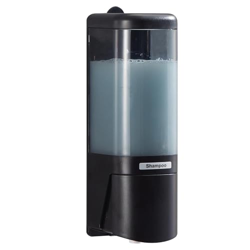 JTLB Dispensador de Manual ABS de Gran Capacidad de 480 Ml con Botón Grande, Cabezales de Bomba Dobles a Prueba de Fugas, Fácil Instalación y Estuche para Llaves, Adición de (Negro)