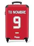 NoBoringSuitcases.com Maletas de Viaje Cabina, Maleta Cabina, Trolley con Ruedas, Maletas de 10kg, Equipaje de Mano, Maleta Personalizado (Eurocopa 2024 - Uniforme Local Austria - Rojo, 55x40x20 cm)