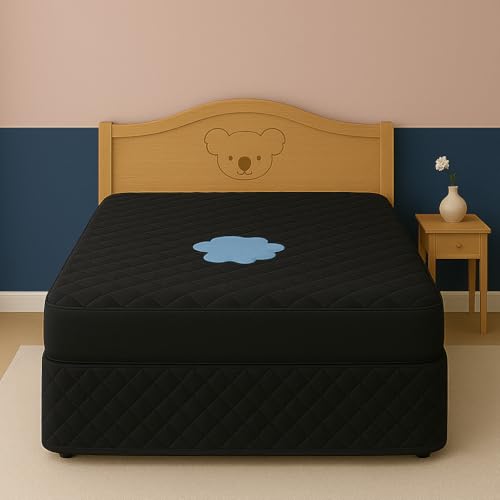 Capa Impermeável Protetor para Colchão Casal - 4 Camadas de Proteção - 100% Impermeável - Respirável e Não faz barulho (Preto, Casal)
