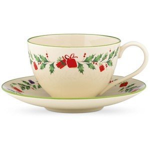 Lenox Holiday ensemble tasse et soucoupe robuste contre les éclats
