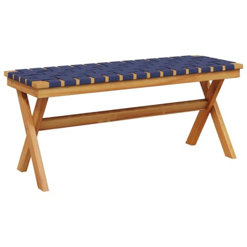 Banc de jardin bleu foncé bois massif d acacia et tissu