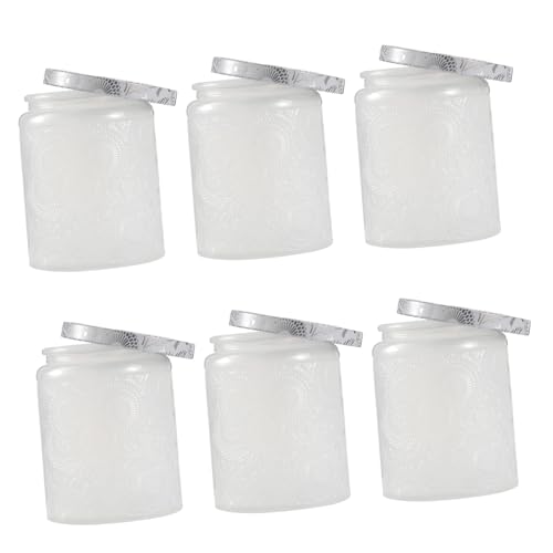 CIMAXIC 6pcs Glass Candle Making Jars Embossed Design DIY Candle Tin Storage Container Iridescent Jars