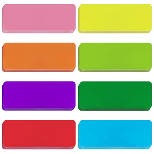48 Pieces Colorful Magnetic Dry Erase Labels,Waterproof Reusable Strips for Classroom Home Office Garage Refrigerator Blank Writable Erasable Cards Colored Border Name Tags Students Locker Shelf