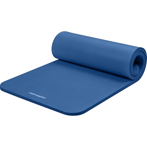 Image of Retrospec Solana Yoga Mat 1 inch Thick w /Nylon Strap for Men & Women - Non Slip Exercise Mat for Home Yoga, Pilates, Stretching, Floor & Fitness Workouts