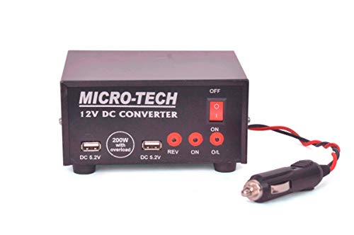 Image of ERH India Car Inverter 200 Watt Mini Car Inverter DC to AC Converter 12v with Two AC Outputs and Two USB Ports and Free Mobile Charging Cable