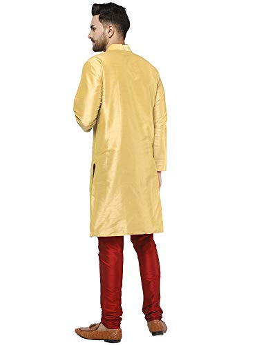 SKAVIJ Mens Indian Kurta Pajama Set Art Silk Casual Party Dress2