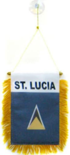 Wholesale lot 12 St. Lucia Mini Flag 4''x6'' Window Banner w/suction cup - Party Decorations Supplies For Parades - Prime Outside, Garden, Men Cave Decor Flag