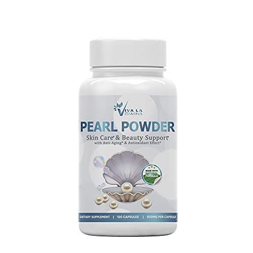 Pearl Powder Supplement 500mg, 120 Capsules - Source of Natural Calcium & Amino Acids, Anti-Aging Antioxidants for Skin Care and Adaptogens for Relaxation and Mood Boost