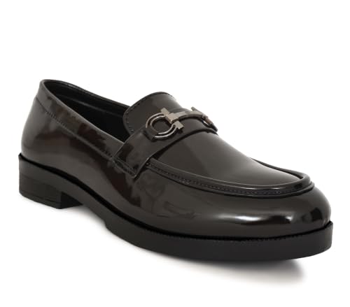 Image of VELTRIX Men's Premium Patent Leather Finish Formal Loafers | Horsebit Buckle Slip-On Shoes | Comfortable Office, Party, Wedding & Business Dress Shoes Aldo Plain Patent