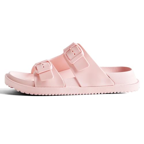 Image of Arch Support Footbed Sandals for Women & Men, Adjustable Double Buckle Comfort Sandals, Cork-Style Cushioned Sole, Casual Walking Slides for Everyday Wear