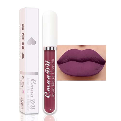 Image of evpct 1Pcs Purple Liquid Matte Lipstick Lipgloss Set for Women, labiales mate 24 horas originales matte larga duracion 24 Hour Lipstick Lip Stains Long Lasting Waterproof 24, 11#