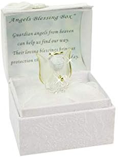 Angel Blessing Box, Guardian Angels Gift Decor, Heart-warming Prayer, Catholic Crystal Glass Figurines in beautiful Box Holder, Blessing Present (Angels Blessing Box-White)