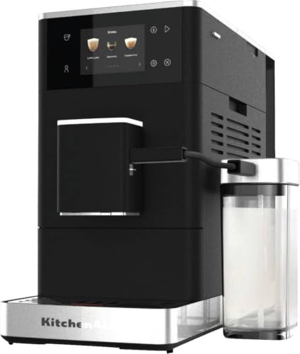 KitchenAid KF4 Cafetera Espresso Automática, AutoMilk Avanzado, Molinillo IntelliGrind, 15+ Recetas, Pantalla Color, Café Frío, Presión 15-18 Bar, Negro Mate