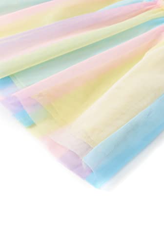 Toddler Girls Summer Dress Ruffle Short Sleeve Cotton Casual Easter Yellow Unicorn Tutu Tulle Party Sundress 2T4