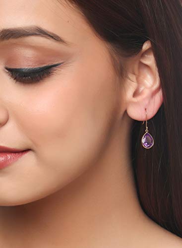 Yotreasure 5.18 Ct Amethyst Solid 10K Yellow Gold Teardrop Dangle Earrings Birthstone Jewelry #TOP1