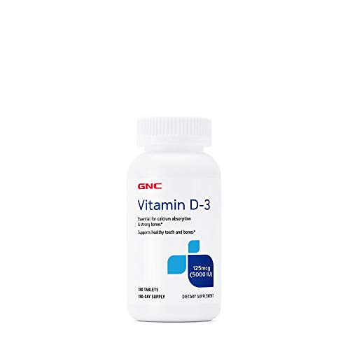 GNC Vitamin D3 125mcg Supplement, 5000 IU, Supports Teeth and Bone Health, 180 Servings -  145223
