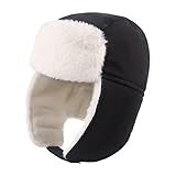 JANGANNSA Waterproof &Windproof Winter Baby Beanie Fleece Lined Kids Trapper Hat Earflap Warm Hat for Boys Girls (Black, 1-3 Years)