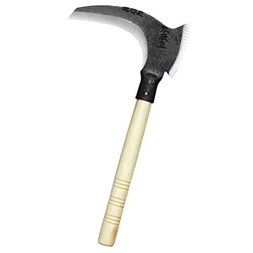 Foice de jardinagem agrícola de aço de dupla utilização Cabo de madeira Machado Gancho de colheita a