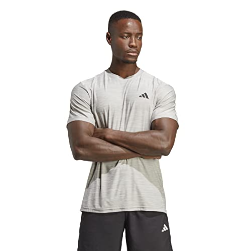 adidas Herren Train Essentials Stretch Training Tee, MGH Solid Grey/White/Black, L