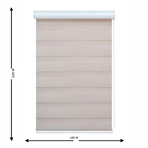 Persiana Rolo Duplo c/Bandô Bege 160 (L) x 220 (A) Cortina Zebra Rainbow Double Vision 1,60 X 2,20