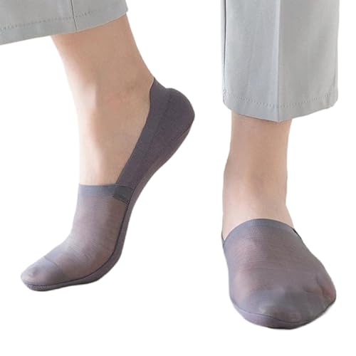 No Show Socks Men, Invisible Ice Silk Low Cut Non Slip Socks for Flats Boat Sneaker, 5 Pairs4