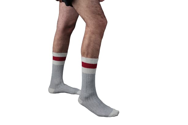 Sierra Socks Men's Striped Wool Work Boot Socks - Mid-weight, Moisture-Wicking & Breathable for Outdoor Activities - 3 Pairs 6