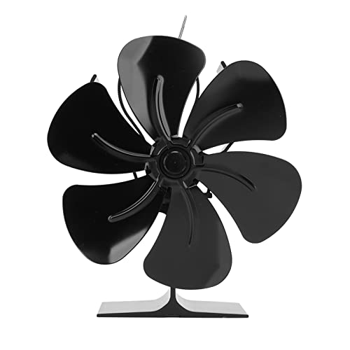 Brrnoo 6 Cuchillas Ventilador de Estufa de Madera con Alimentación de Calor, 28% Menos de Ventilador de Chimenea Ecológica Termoeléctrica de Madera con Soporte de Aluminio Anodizado