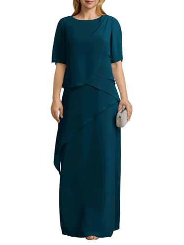 Basgute Women's Mother of The Bride Dresseses for Wedding 2025 Chiffon Long A Line Tiered Formal Evening Gown