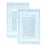 Superior Hotel & Spa Quality Bath Mat Set of 2, Made of 100% Premium Long-Staple Combed Cotton, Durable and Washable Bathroom Mat 2-Pack - Light Blue, 22