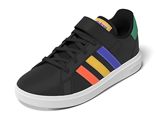 adidas Boy's Grand Court 2.0 EL (Little Kid/Big Kid) Core Black/Lucid Blue/Court Green 5.5 Big Kid M