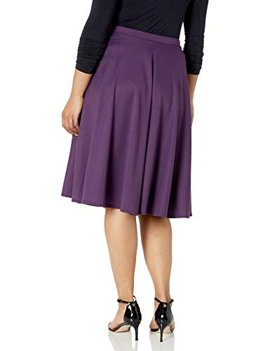 Star Vixen Women's Plus-Size Midi Full Skater Skirt, Purple, 2X2