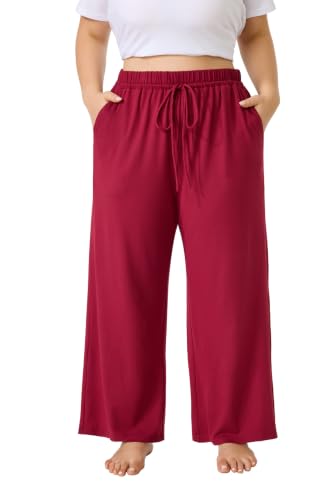 Image of FLYCURVY Plus Size Women Pajama Pants with Pocket L-5XL
