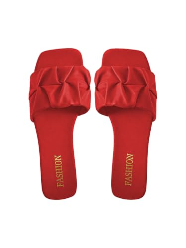 Image of GORGLITTER Women's Summer Cute Flat Sandals Dress Slide Sandals Square Toe Wedding Shoes Vacation Trendy Sandals 2026