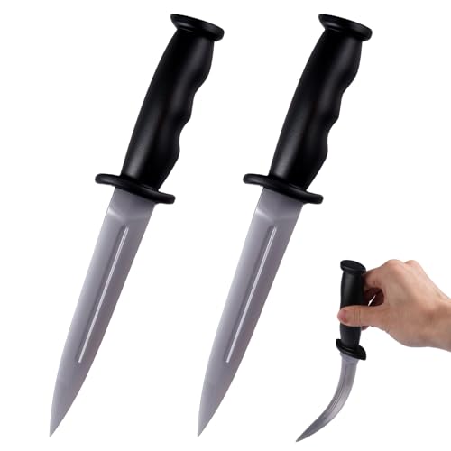 Jinsion 2 Piezas Cuchillos de Entrenamiento de Goma, 25 cm Cuchillo entrenamiento, Armas de entrenamiento de goma, Resistente & Duradero, Cuchillo Falso para Entrenamiento de Artes Marciales Deporte