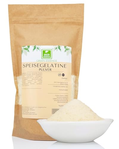 Speisegelatine 180 Bloom 1kg von Green Essence - Gelatine Pulver Schweinegelatine Aspikpulver zum Andicken von Gelees Desserts und Fleischgelees Erstklassige Qualität der Lebensmittel (1 Kg)