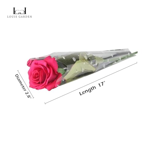 LCCL Silk Rose 17" Artificial Flowers As Natural - 1,Red