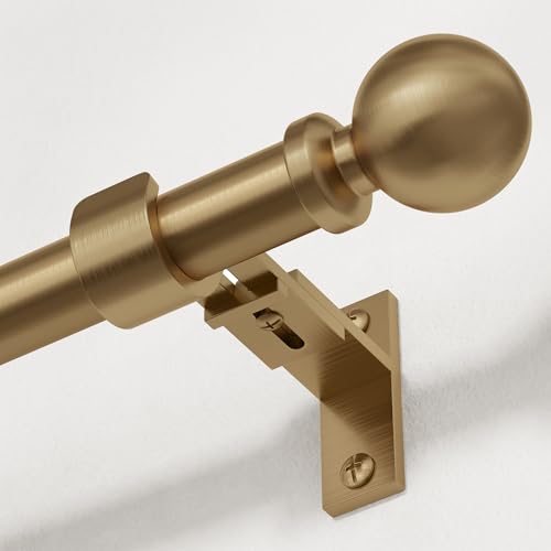 Wolistsa Heavy Duty Antique Brass Curtain Rod 34-156 Inch Warm Gold