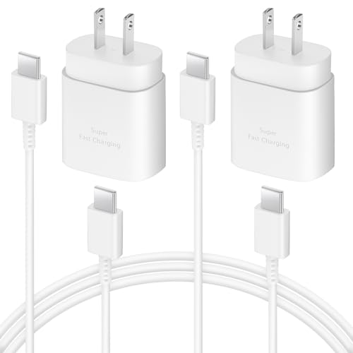 2 Pack i Phone 16 15 Fast Charger, USB C Charger, 25W Type C Charger Fast Charging with USB C to C Charger Cable 6FT for Galaxy S24 Ultra/S23+/S22/S21/S20/Phone 16 15 Pro Max 16 15 Plus-White