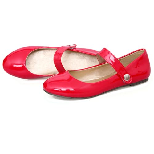 Women Round Toe Ballet Shoes Work Patent Flats Casual3